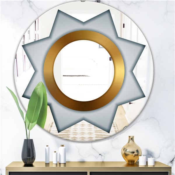 Designart Silver Star 24-in L x 24-in W Round Polished Wall Mirror ...