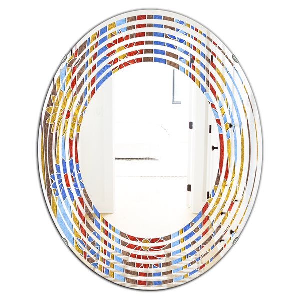 Designart Oval 35.4-in L x 23.7-in W Floral Retro Pattern III Polished Wall Mirror