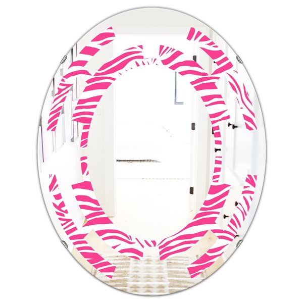 Designart Oval Polished 35.4-in L x 23.7-in W Glamour Zebra Animal Pattern Wall Mirror