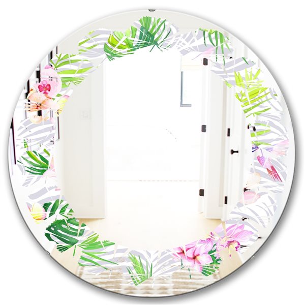 Designart 24-in L x 24-in W Tropical Botanicals and Flowers VI Polished ...