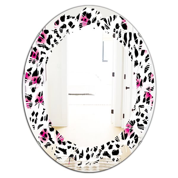 Designart Oval Glam Leopard Pattern 35.4-in L x 23.7-in W Polished Wall Mirror