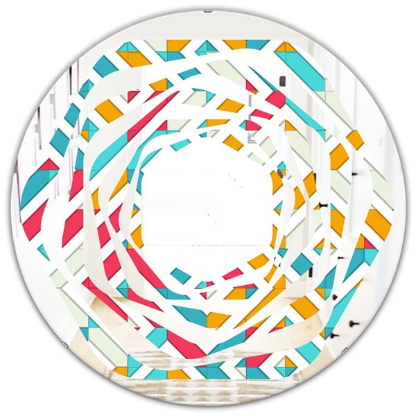 Designart 24-in L x 24-in W Abstract Retro Geometry I Round Polished ...