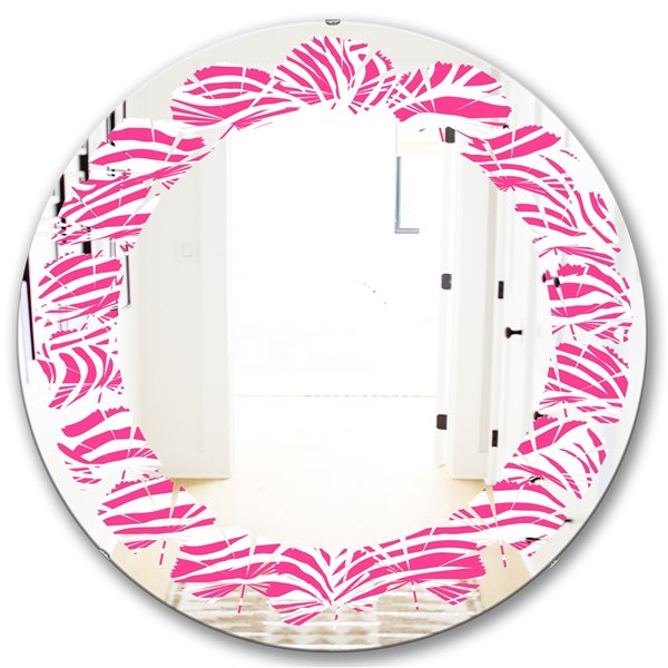 Designart Round Glamour Zebra Animal Pattern 24-in L x 24-in W Polished Wall Mirror