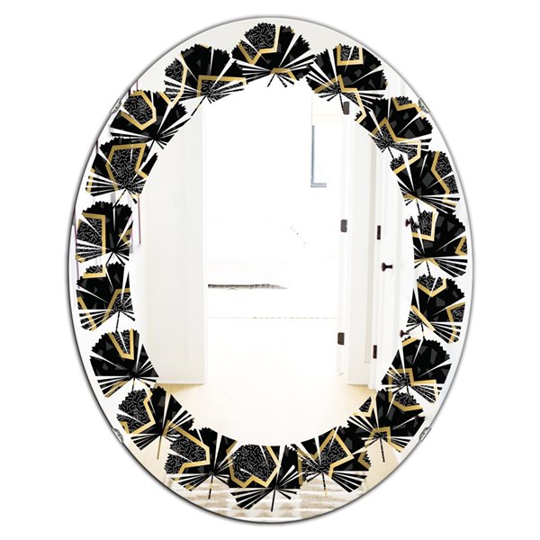 Designart Oval Gold Retro 80s 35.4-in L x 23.7-in W Polished Wall ...