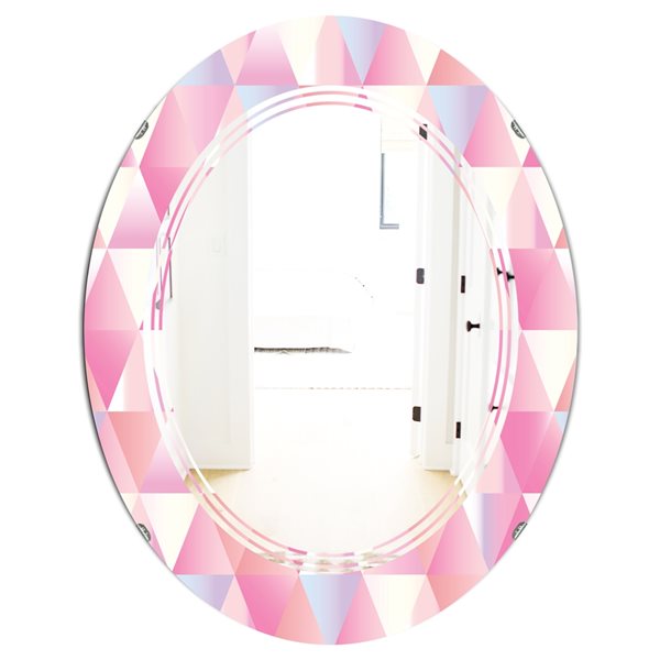 Designart 35.4-in L x 23.7-in W Diamond Retro VI Polished Oval Wall Mirror