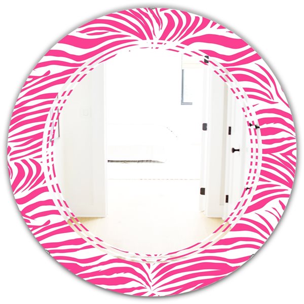 Designart 24-in L x 24-in W Glamour Zebra Animal Pattern Polished Round ...