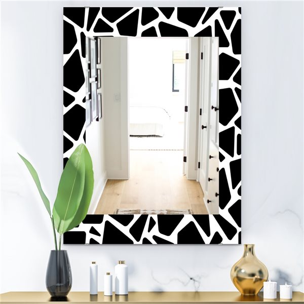 Designart Black & White 6 35.4-in L X 23.6-in W Rectangle Polished Wall 