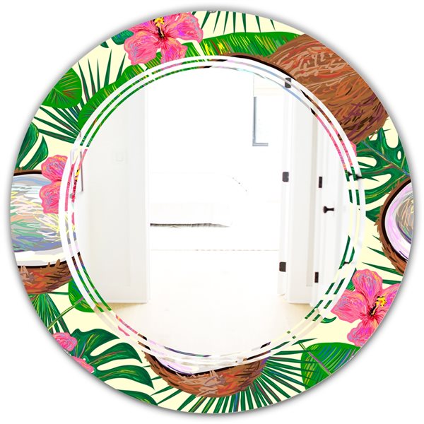 Designart 24-in L x 24-in W Tropical Coconut and Jungle Flowers ...