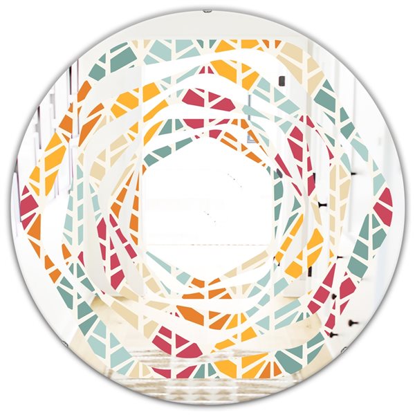 Designart 24-in L x 24-in W Diamond Retro X Round Polished Wall Mirror