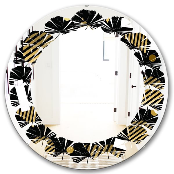 Designart 24-in L x 24-in W Gold Retro Circular Pattern Polished Round ...