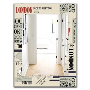 Designart Retro London Good Morning 35.4-in L x 23.6-in W Rectangle Polished Wall Mirror