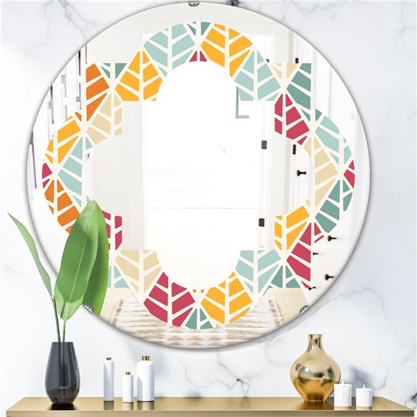 Designart Diamond Retro X 24-in L x 24-in W Round Polished Wall Mirror