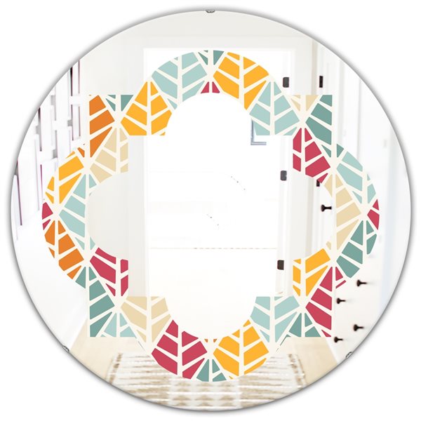 Designart Diamond Retro X 24-in L x 24-in W Round Polished Wall Mirror