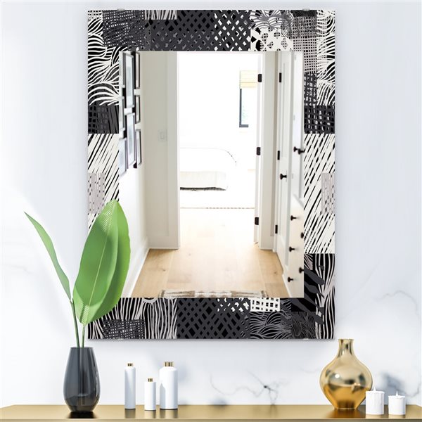 Designart Hand-Drawn Vintage Lines in Shades of Grey 35.4-in L x