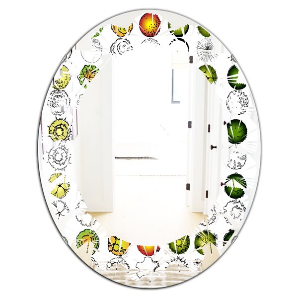 Designart Retro Tree Top Design 35.4-in L x 23.7-in W Oval Polished Wall Mirror