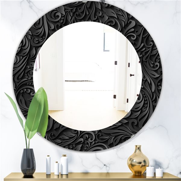 Designart Obsidian Impressions 10 24-in L x 24-in W Round Polished Wall Mirror