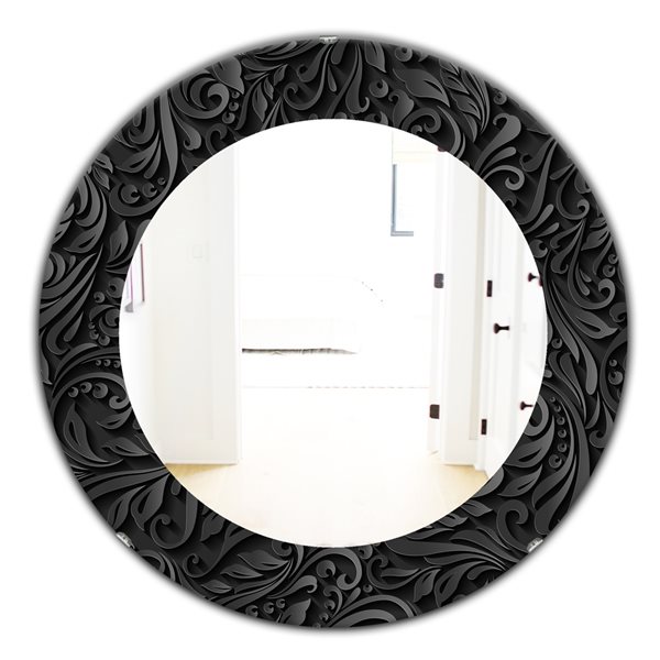 Designart Obsidian Impressions 10 24-in L x 24-in W Round Polished Wall Mirror