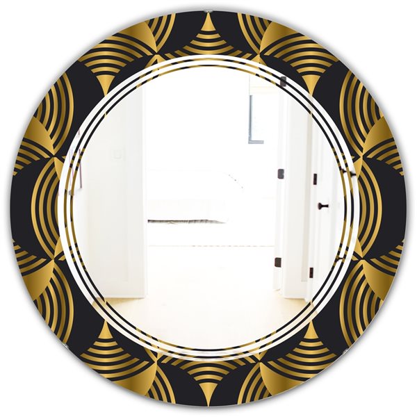 Designart 24-in x 24-in Gold Art Deco Style Modern Pattern Round Wall ...