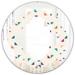 DesignArt 24-in x 24-in Multicolour Abstract Triangular Retro Pattern I Modern Wall Mirror