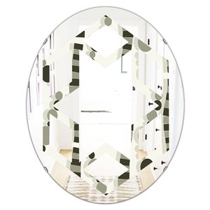 DesignArt 35.4-in x 23.7-in Grey Monochrome Geometric Pattern VI Modern Wall Mirror