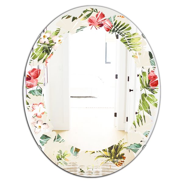 Designart 35.4-in x 23.7-in Multicolour Pineapple Summer Bliss IV Decorative Oval Mirror