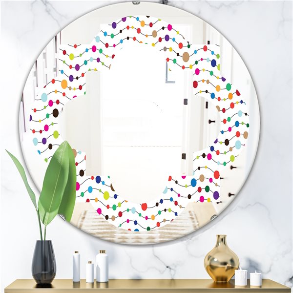 Designart 24-in x 24-in Colour Waves of Polka Dots Modern Wall Mirror
