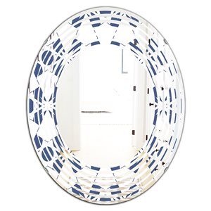 DesignArt 35.4-in x 23.7-in Blue Abstract Retro Geometrical Design I Oval Mirror