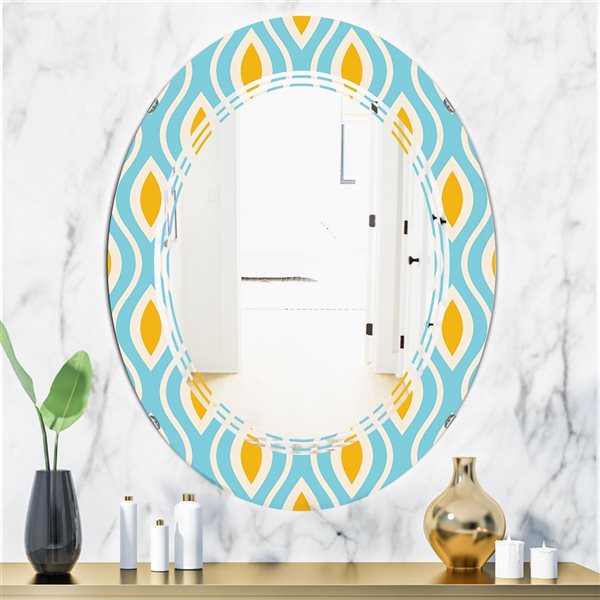 Designart 35.4-in x 23.7-in Retro Pattern Abstract Design I Modern Oval Mirror