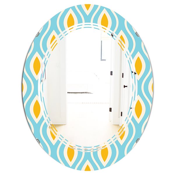 Designart 35.4-in x 23.7-in Retro Pattern Abstract Design I Modern Oval Mirror