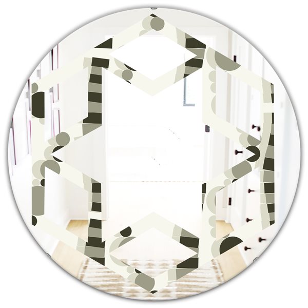 Designart 24 In Grey Monochrome Geometric Pattern VI Round Wall Mirror   330907855 MainImage 001 L 