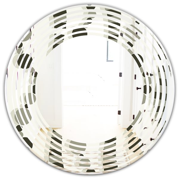Designart 24-in x 24-in Grey Monochrome Geometric Pattern VI Modern Round Mirror