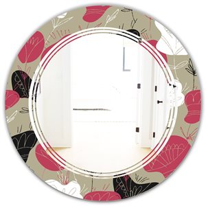 DesignArt 24-in x 24-in Folk Flowers Hand Drawn Pattern Decorative Wall Mirror