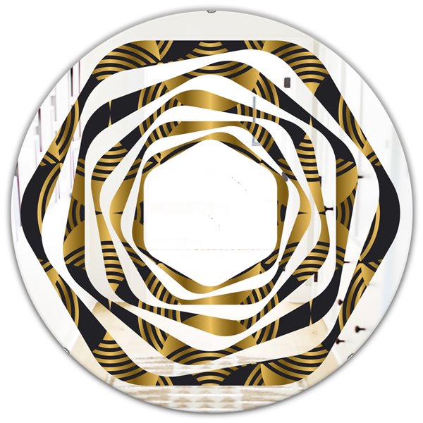 Designart 24-in x 24-in Art Deco Style Pattern Modern Round Wall Mirror ...