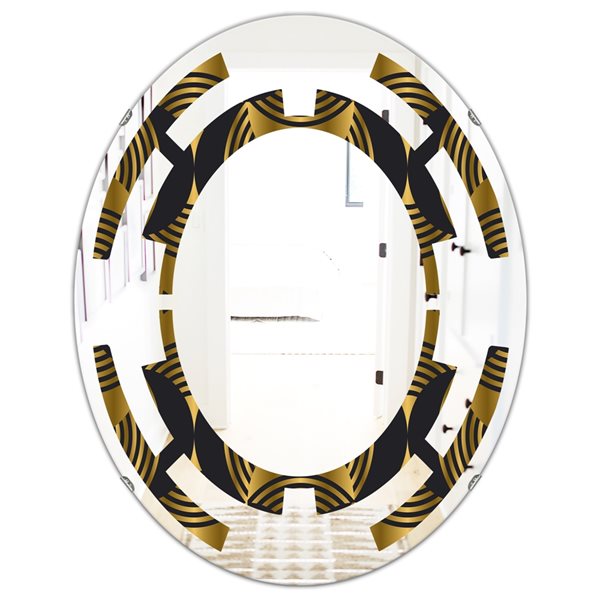 Designart 35.4-in x 23.7-in Art Deco Style Modern Pattern Oval Wall Mirror