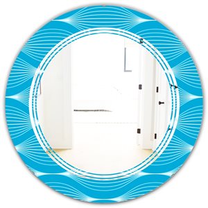 DesignArt 24-in x 24-in Light Blue Wave Pattern Decorative Wall Mirror