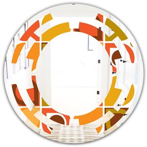 DesignArt 24-in x 24-in Abstract Retro Geometric Pattern VI Modern Round Wall Mirror