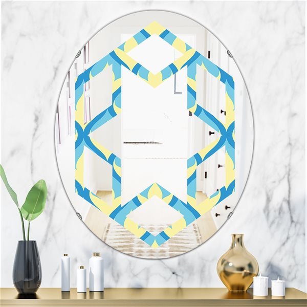 Designart 35.4-in x 23.7-in Retro Pattern Abstract Design IX Oval Wall Mirror