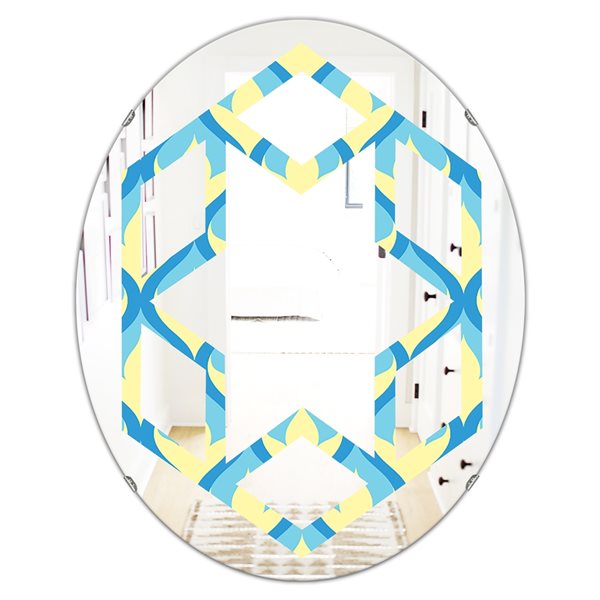 Designart 35.4-in x 23.7-in Retro Pattern Abstract Design IX Oval Wall Mirror