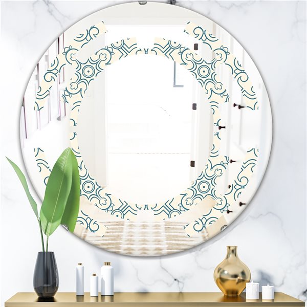 Designart 24-in Floral Retro Pattern IV Modern Round Wall Mirror