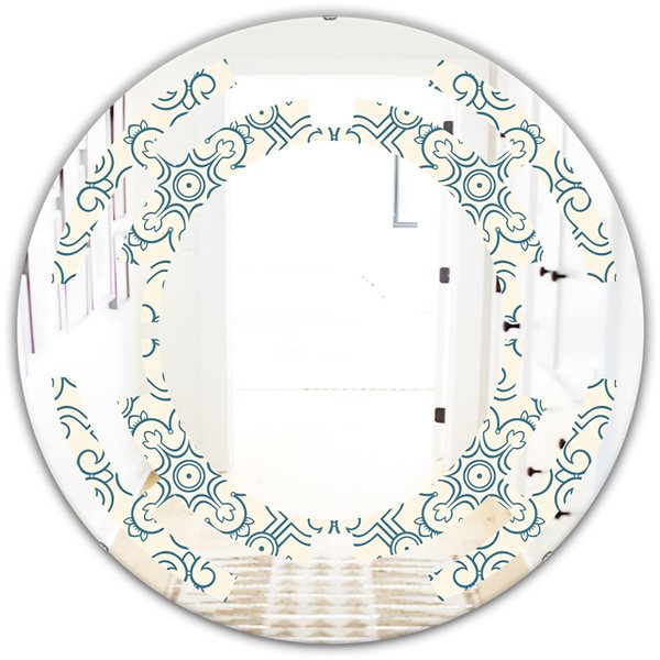 Designart 24-in Floral Retro Pattern IV Modern Round Wall Mirror