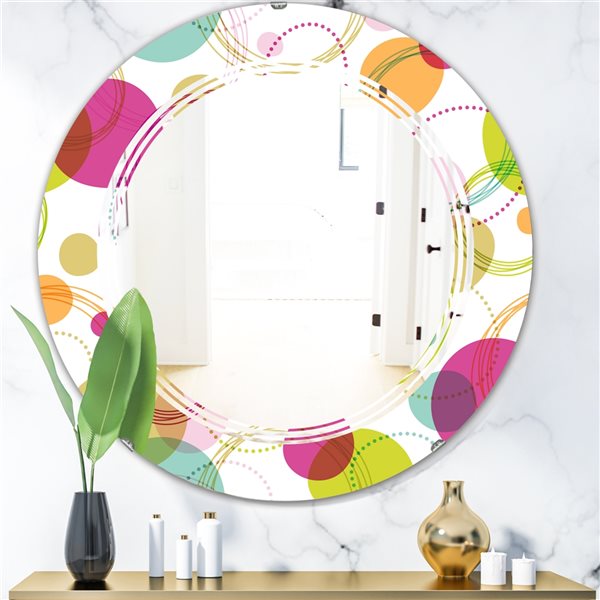 Designart 24-in Retro Circular Design II Modern Round Wall Mirror