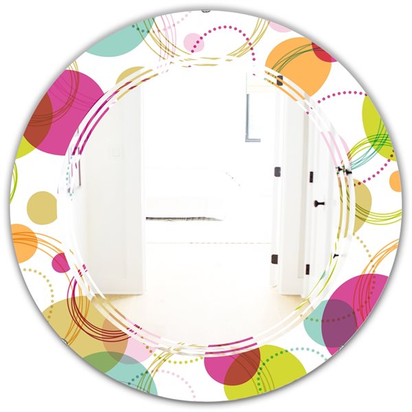 Designart 24-in Retro Circular Design II Modern Round Wall Mirror