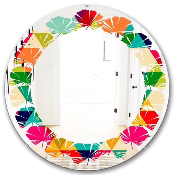 Designart 24-in Multicolour Diamond Retro IX Decorative Round Wall ...