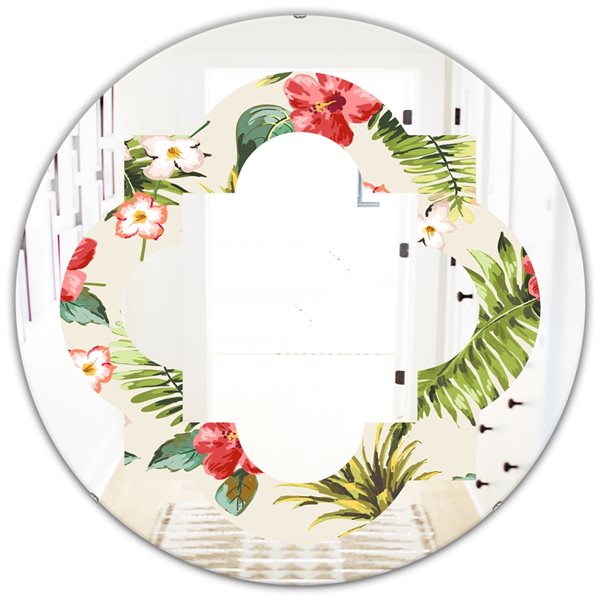 Designart 24-in Pineapple Summer Bliss IV Cottage Round Wall Mirror ...