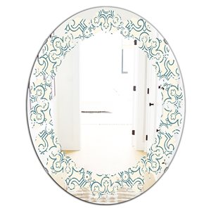 Designart 35.4-in x 23.7-in Floral Retro Pattern IV Decorative Oval Wall Mirror