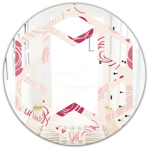 Designart 24-in Pink Roses Pattern Round Wall Mirror MIR24458-C5-C24 | RONA