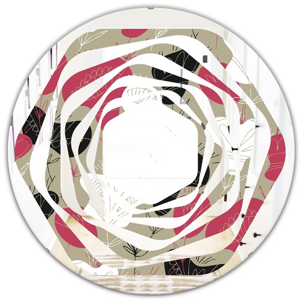 Designart 24-in x 24-in Folk Flowers Hand Drawn Pattern Modern Wall Mirror