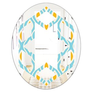 DesignArt 35.4-in x 23.7-in Blue Retro Pattern Abstract Design I Modern Oval Mirror