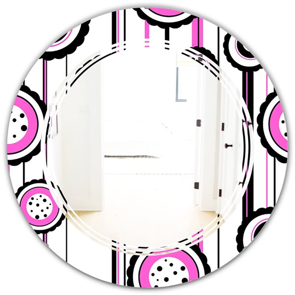 Designart 24-in Purple Circular Retro Pattern I Round Wall Mirror ...