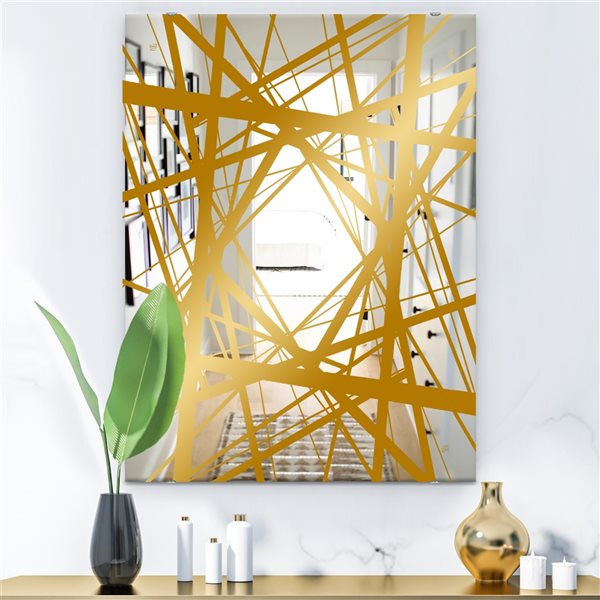 Designart 35.4-in x 23.6-in Capital Gold Jangle 2 Glam Rectangle Mirror